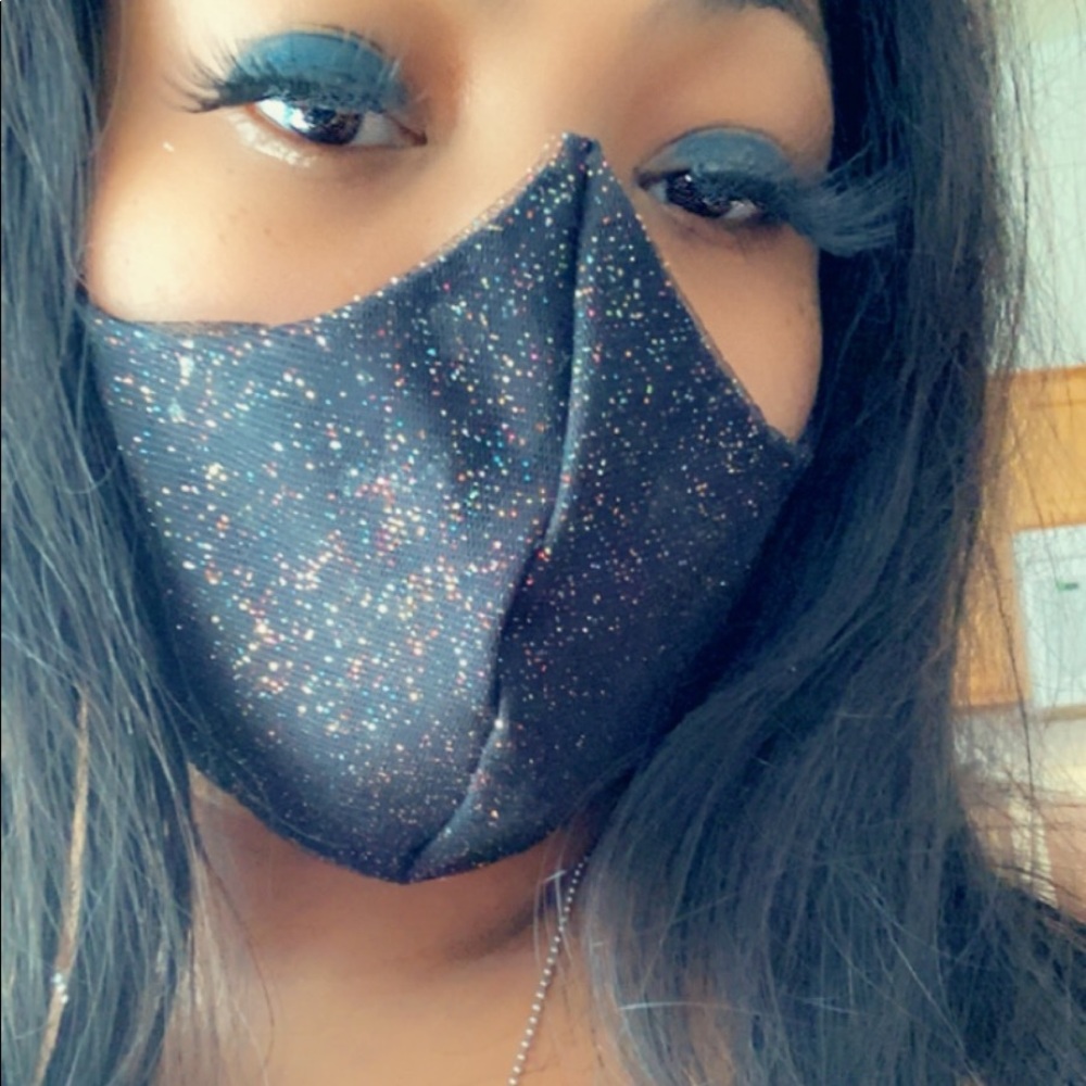 Black & Confetti Glitter Face Mask